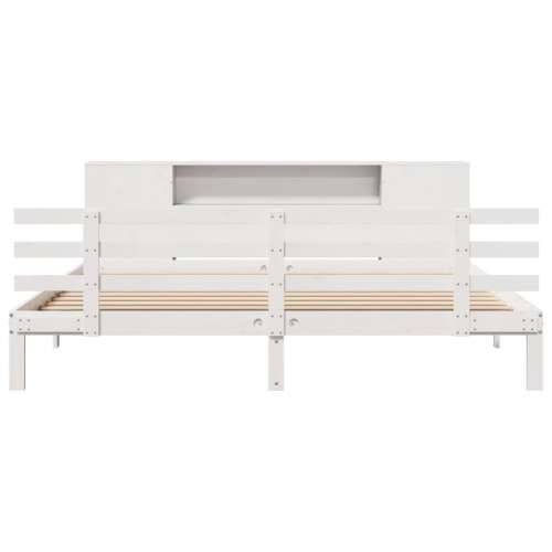 Krevet s regalom z knjige bez madraca bijeli 180x200cm borovina - Bijela 180 x 200 cm Cijena