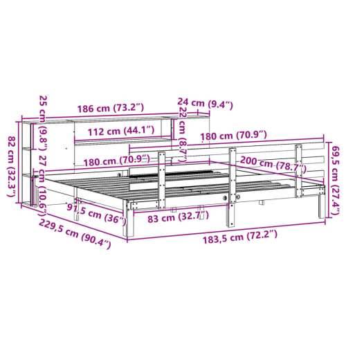 Krevet s regalom z knjige bez madraca bijeli 180x200cm borovina - Bijela 180 x 200 cm Cijena