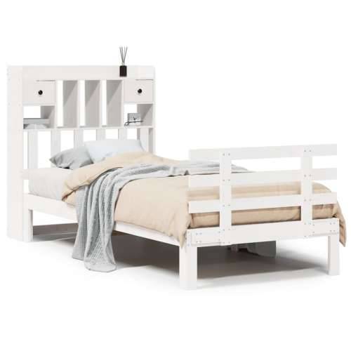 Krevet s regalom za knjige bez madraca bijeli 75x190cm borovina - Bijela 75 x 190 cm Cijena