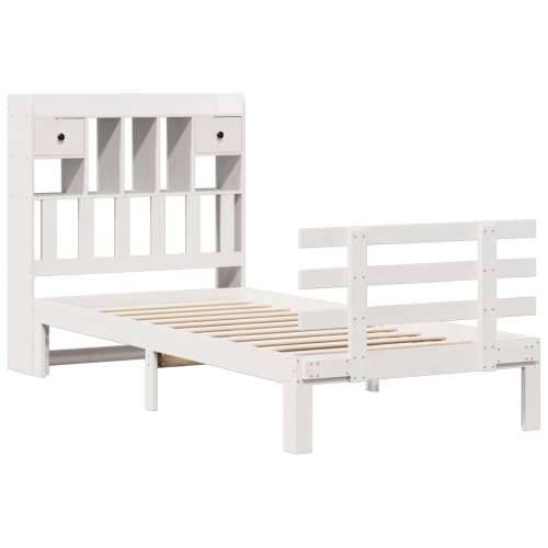 Krevet s regalom za knjige bez madraca bijeli 75x190cm borovina - Bijela 75 x 190 cm Cijena