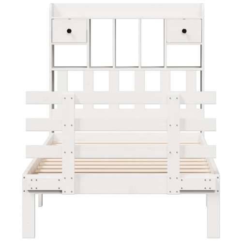 Krevet s regalom za knjige bez madraca bijeli 75x190cm borovina - Bijela 75 x 190 cm Cijena