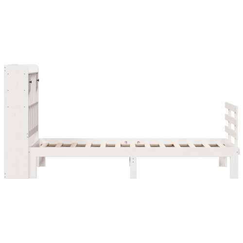 Krevet s regalom za knjige bez madraca bijeli 75x190cm borovina - Bijela 75 x 190 cm Cijena
