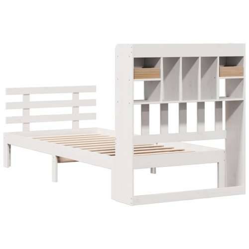 Krevet s regalom za knjige bez madraca bijeli 75x190cm borovina - Bijela 75 x 190 cm Cijena