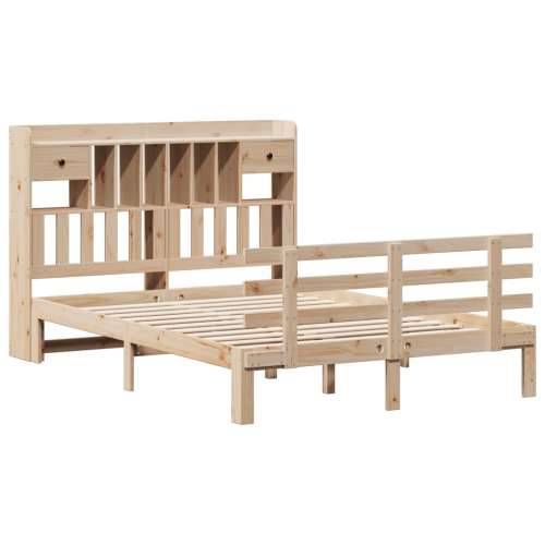 Krevet s regalom za knjige bez madraca 140x190 cm od borovine - Prirodna 140 x 190 cm Cijena