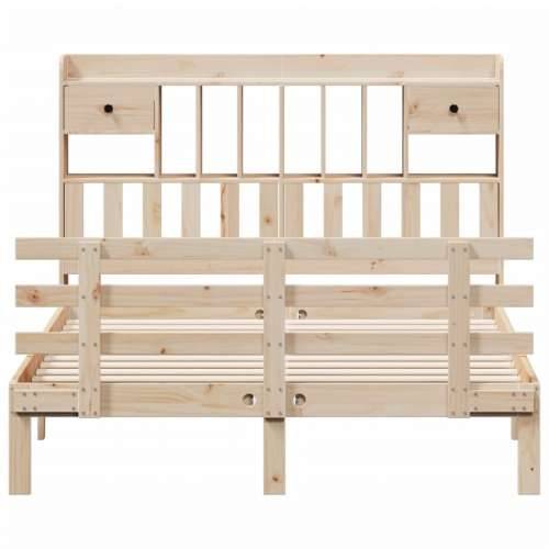 Krevet s regalom za knjige bez madraca 140x190 cm od borovine - Prirodna 140 x 190 cm Cijena