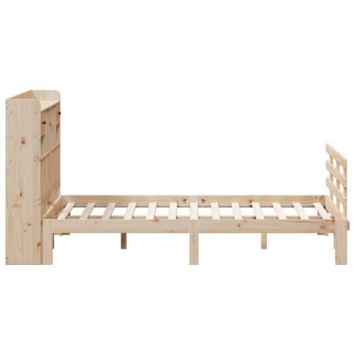 Krevet s regalom za knjige bez madraca 140x190 cm od borovine - Prirodna 140 x 190 cm Cijena