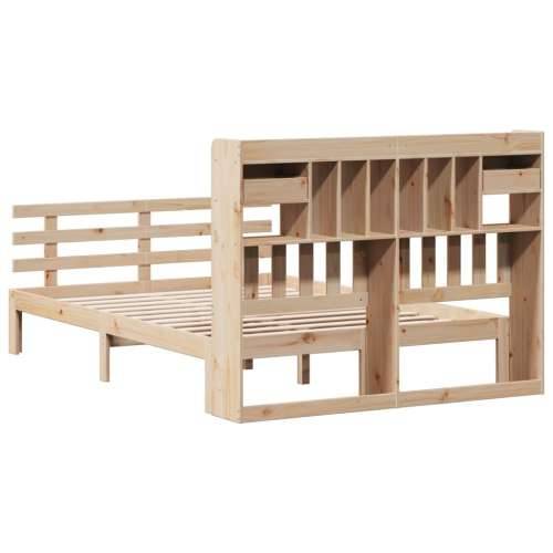 Krevet s regalom za knjige bez madraca 140x190 cm od borovine - Prirodna 140 x 190 cm Cijena