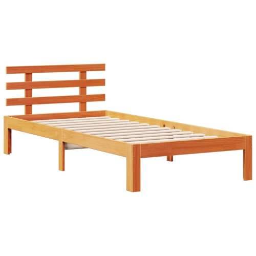 Krevet s regalom za knjige bez madraca 90 x 190 cm od borovine - Voštano smeđa 90 x 190 cm Cijena