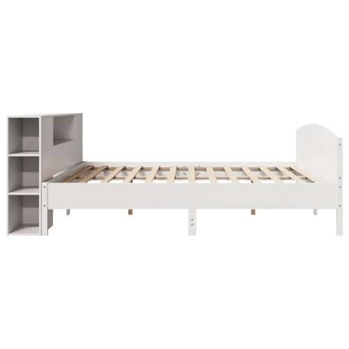 Krevet s regalom z knjige bez madraca bijeli 180x200cm borovina - Bijela 180 x 200 cm Cijena