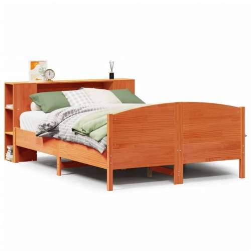 Krevet s regalom za knjige bez madraca 135 x 190 cm od borovine - Voštano smeđa 135 x 190 cm Cijena