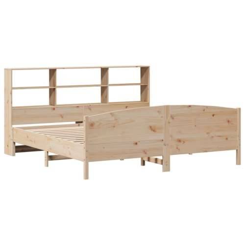 Krevet s regalom za knjige bez madraca 180x200 cm od borovine - Prirodna 180 x 200 cm Cijena