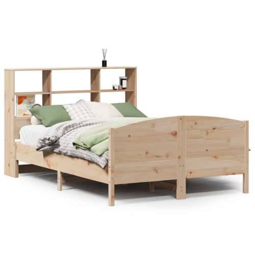 Krevet s regalom za knjige bez madraca 140x190 cm od borovine - Prirodna 140 x 190 cm Cijena