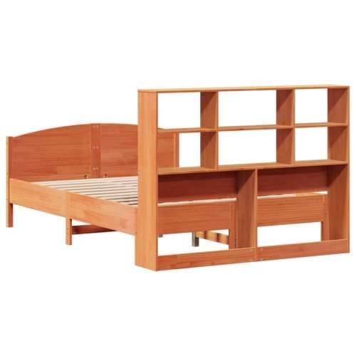 Krevet s regalom za knjige bez madraca 140 x 190 cm od borovine - Voštano smeđa 140 x 190 cm Cijena
