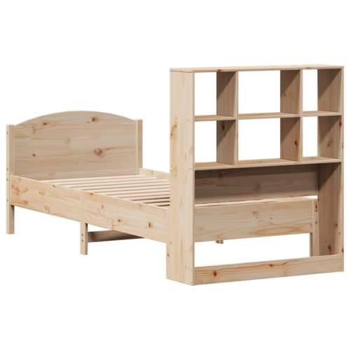 Krevet s regalom za knjige bez madraca 100x200 cm borovina - Prirodna 100 x 200 cm Cijena