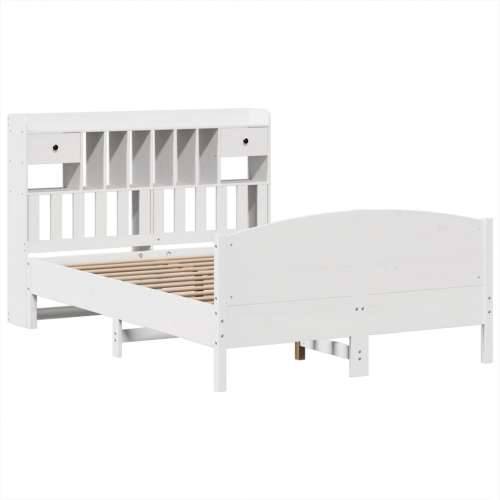 Krevet s regalom z knjige bez madraca bijeli 140x190cm borovina - Bijela 140 x 190 cm Cijena