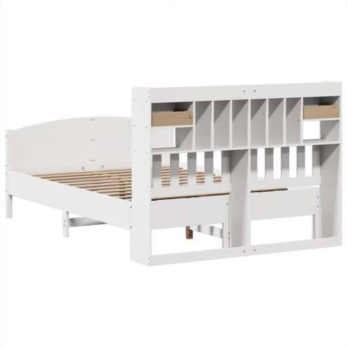Krevet s regalom z knjige bez madraca bijeli 140x190cm borovina - Bijela 140 x 190 cm Cijena