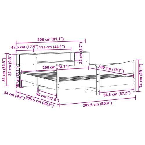 Okvir kreveta bez madraca voštano smeđi 200x200 cm od borovine - Voštano smeđa 200 x 200 cm Cijena