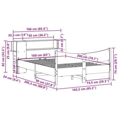 Okvir kreveta bez madraca bijeli 160x200 cm od masivne borovine - Bijela 160 x 200 cm Cijena