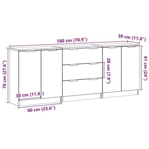 Komoda 3 kom staro drvo 60x30x70 cm konstruirano drvo - Staro drvo 3 Cijena