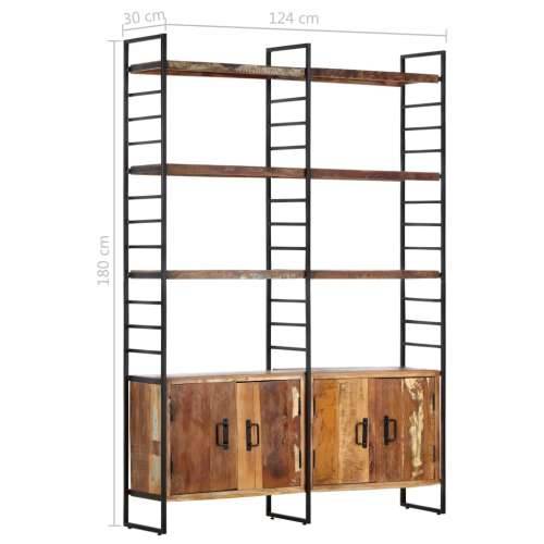 Police za knjige s 4 razine 124 x 30 x 180 cm obnovljeno drvo - 1 masivno obnovljeno drvo Cijena