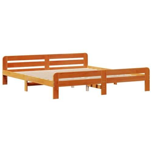 Krevet s regalom za knjige bez madraca 200x200 cm od borovine - Voštano smeđa 200 x 200cm Cijena