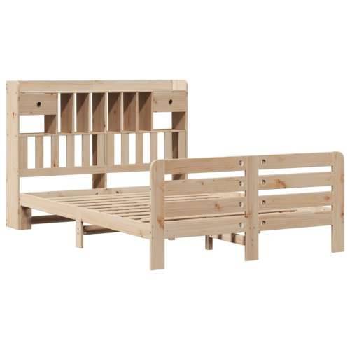 Krevet s regalom za knjige bez madraca 150 x 200 cm od borovine - Prirodna 150 x 200 cm Cijena