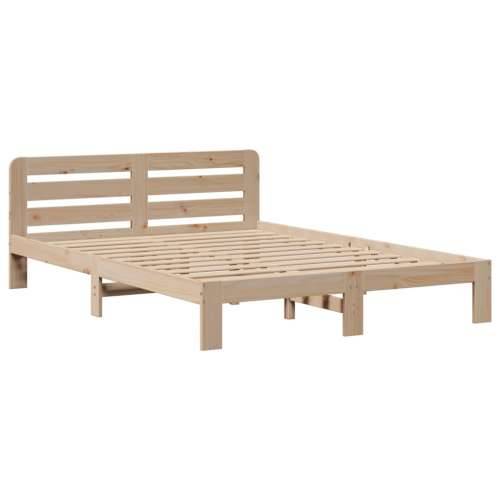 Krevet s regalom za knjige bez madraca 150 x 200 cm od borovine - Prirodna 150 x 200 cm Cijena