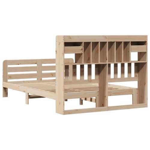 Krevet s regalom za knjige bez madraca 150 x 200 cm od borovine - Prirodna 150 x 200 cm Cijena
