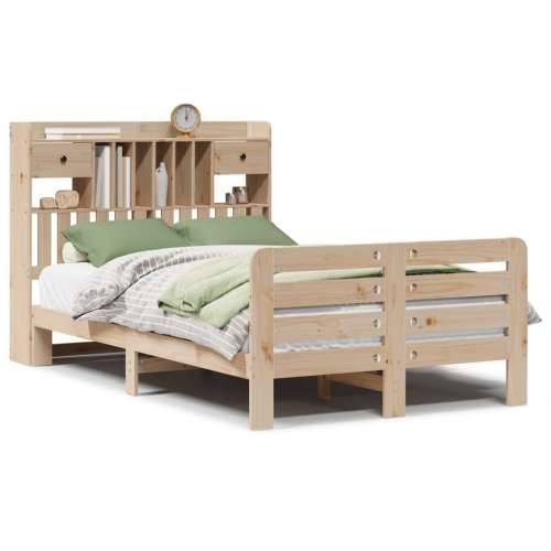 Krevet s regalom za knjige bez madraca 135x190 cm od borovine - Prirodna 135 x 190 cm Cijena