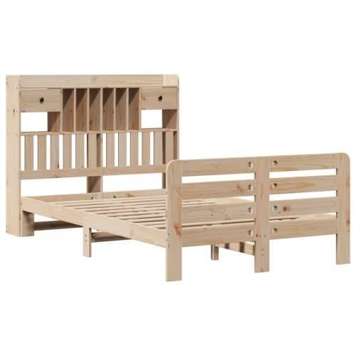 Krevet s regalom za knjige bez madraca 135x190 cm od borovine - Prirodna 135 x 190 cm Cijena