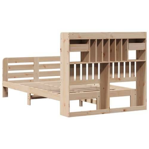 Krevet s regalom za knjige bez madraca 135x190 cm od borovine - Prirodna 135 x 190 cm Cijena