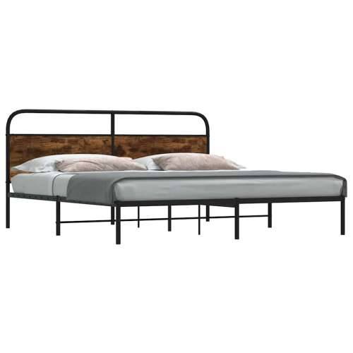 Metalni okvir kreveta bez madraca boja hrasta 183x213 cm - Dimljeni hrast 183 x 213 cm s uzglavljem Cijena