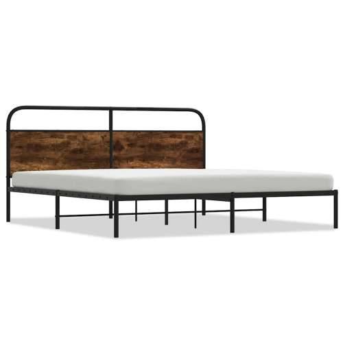 Metalni okvir kreveta bez madraca boja hrasta 183x213 cm - Dimljeni hrast 183 x 213 cm s uzglavljem Cijena