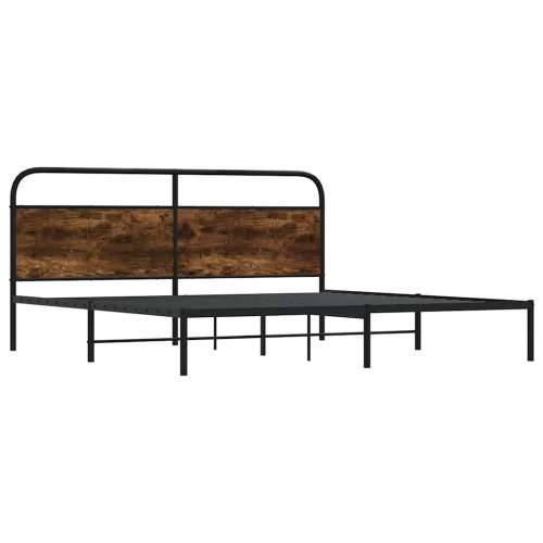 Metalni okvir kreveta bez madraca boja hrasta 183x213 cm - Dimljeni hrast 183 x 213 cm s uzglavljem Cijena