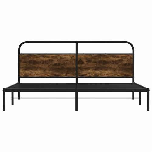 Metalni okvir kreveta bez madraca boja hrasta 183x213 cm - Dimljeni hrast 183 x 213 cm s uzglavljem Cijena
