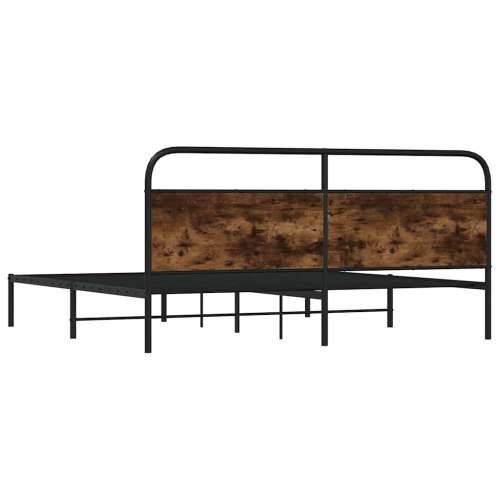 Metalni okvir kreveta bez madraca boja hrasta 200x200 cm - Dimljeni hrast 200 x 200 cm s uzglavljem Cijena