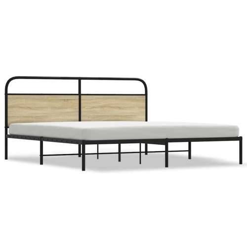 Metalni okvir kreveta bez madraca boja hrasta sonome 200x200 cm - sonoma hrast 200 x 200 cm s uzglavljem Cijena