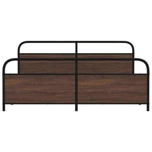 Metalni okvir kreveta bez madraca smeđa boja hrasta 193x203 cm - Smeđi hrast 193 x 203 cm s uzglavljem i podnožjem Cijena