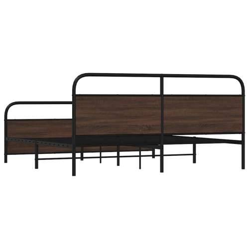 Metalni okvir kreveta bez madraca smeđa boja hrasta 193x203 cm - Smeđi hrast 193 x 203 cm s uzglavljem i podnožjem Cijena