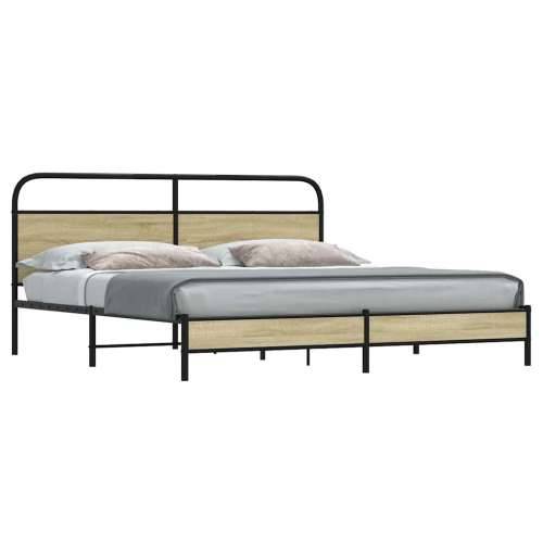 Metalni okvir kreveta bez madraca boja hrasta sonome 180x200 cm - sonoma hrast 180 x 200 cm s uzglavljem i niskim podnožjem Cijena