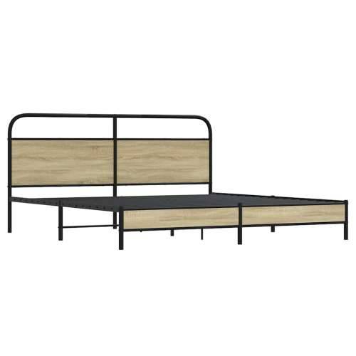 Metalni okvir kreveta bez madraca boja hrasta sonome 180x200 cm - sonoma hrast 180 x 200 cm s uzglavljem i niskim podnožjem Cijena