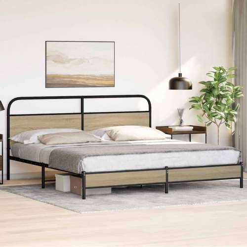 Metalni okvir kreveta bez madraca boja hrasta sonome 180x200 cm - sonoma hrast 180 x 200 cm s uzglavljem i niskim podnožjem Cijena