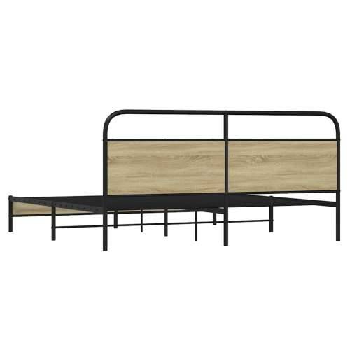 Metalni okvir kreveta bez madraca boja hrasta sonome 180x200 cm - sonoma hrast 180 x 200 cm s uzglavljem i niskim podnožjem Cijena