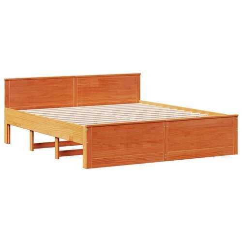 Krevet s regalom za knjige bez madraca 200x200 cm od borovine - Voštano smeđa 200 x 200cm Cijena
