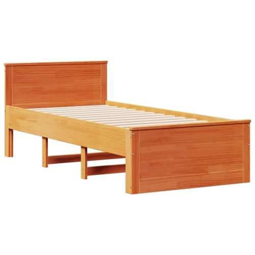 Krevet s regalom za knjige bez madraca 90 x 200 cm od borovine - Voštano smeđa 90 x 200cm Cijena