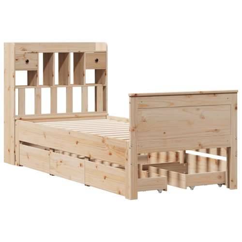 Krevet s regalom za knjige bez madraca 75x190 cm borovina - Prirodna 75 x 190 cm Cijena