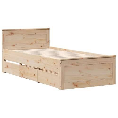 Krevet s regalom za knjige bez madraca 75x190 cm borovina - Prirodna 75 x 190 cm Cijena