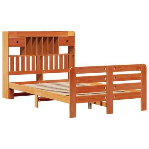 Krevet s regalom za knjige bez madraca 135 x 190 cm od borovine - Voštano smeđa 135 x 190 cm Cijena