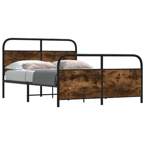 Metalni okvir kreveta bez madraca boja hrasta 137x190 cm - Dimljeni hrast 137 x 190 cm s uzglavljem i podnožjem Cijena