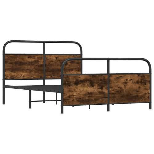 Metalni okvir kreveta bez madraca boja hrasta 137x190 cm - Dimljeni hrast 137 x 190 cm s uzglavljem i podnožjem Cijena